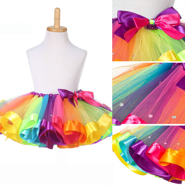 Baby Girl Skirt Kids Rainbow Tutu Skirts Hot Selling Pettiskirt Tutu Custome Party Wedding Dance Skirt Photo Prop