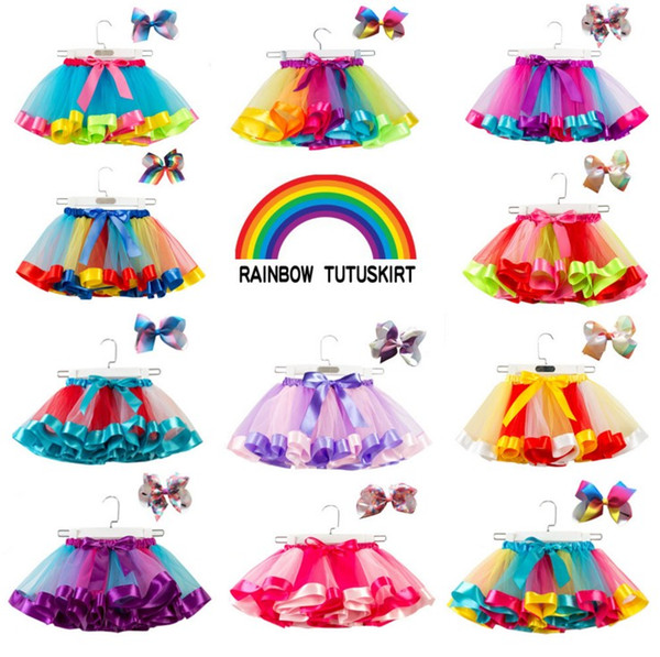 11 colors baby girls tutu dress candy rainbow color babies skirts with headband sets kids holidays dance dresses tutus