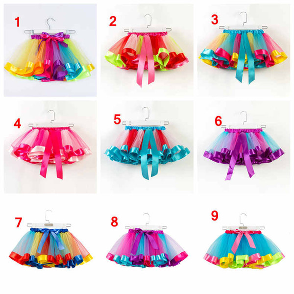 2-11 years Girls tutus rainbow color baby girl tutu skirts kids lovely bubble skirt babies cake layer dress 19 colors offer choose