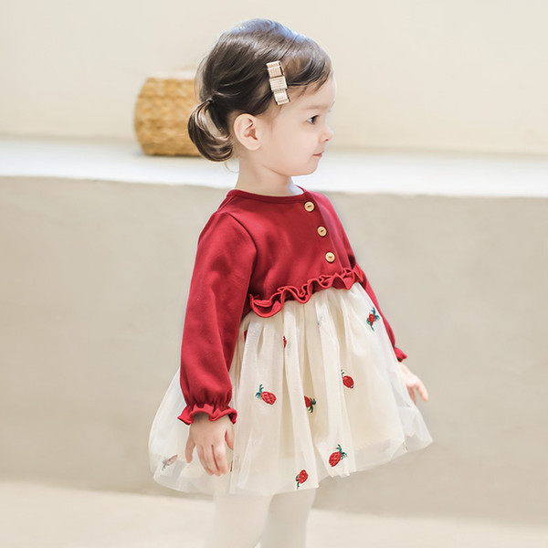 New Girl embroidered lace tulle dress girl's ball dress spring and autumn princess dres