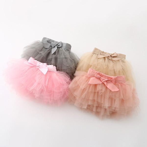 2016 New Kids Girls Candy Color Tutu Skirts Ruffles Bows Princess Party Skirts Multi Color 6pcs/lot