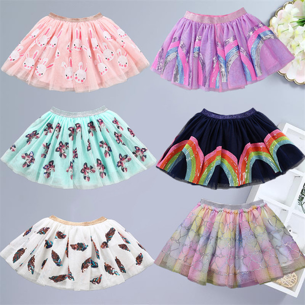 Ins Fashion Kids Girls Skirt Rainbow Color Suspender Skirt Girls Children Ballerina Party Lovely Unicorn Summer Clothing