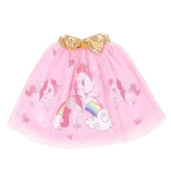 Baby Girls Rainbow X Unicorn TUTU Skirt 2019 Kids Clothes For Girl Cartoon Gold Bow Skirt For 100-140cm