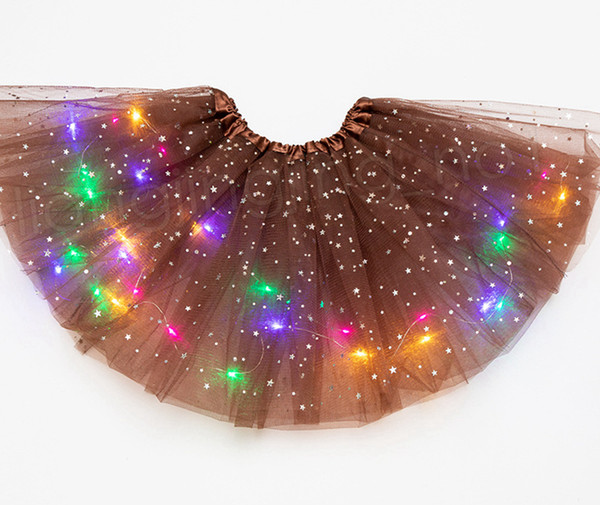 14styles kids LED dress with lights star Sequin Tutu summer puffy luminous girl dresses for stage performance Party Gauze skirt FFA3713A