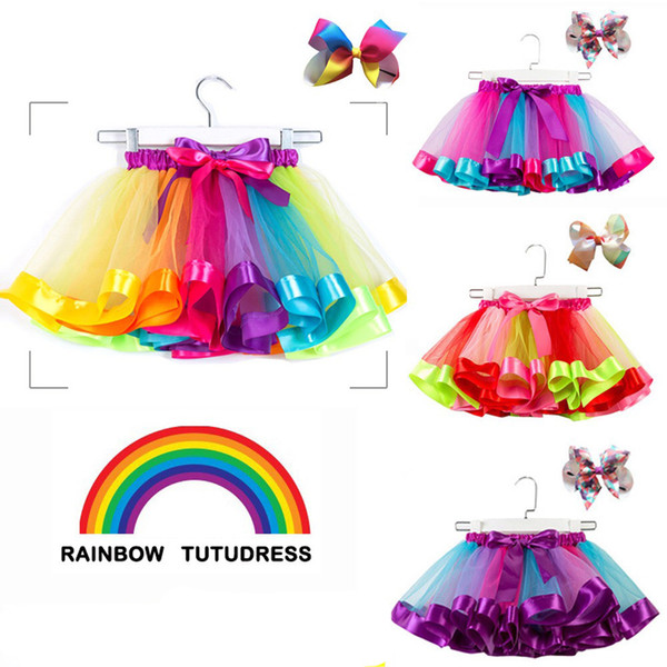 Tutu Skirt Baby Girl Skirts 1 To 8 Years Princess skirt Party Dance Rainbow Tulle Skirts girl stage costume Children Toddler infant Clothing