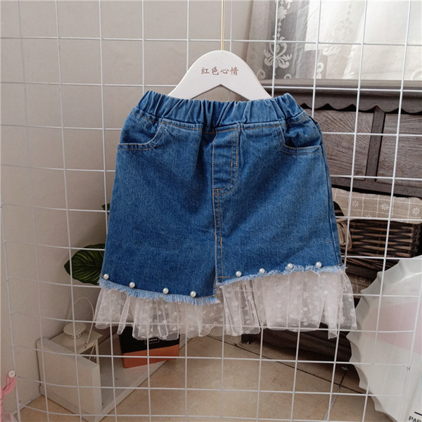 2019 New Summer Item Girl Fashion Jeans Skirt With Tulle Hem