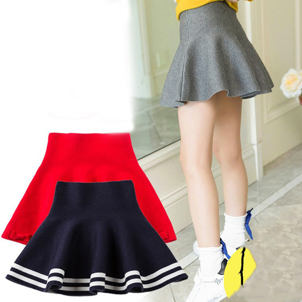 Baby Girls Skirts Kids Girls Knitted Skirts Warm Striped Skirt Kids Tutu Dance Pettiskirt Tulle For 2-9 Children Clothing