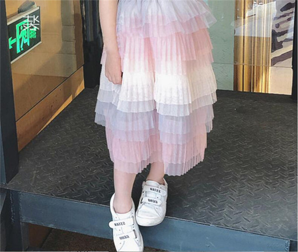 New 2019 children fashion girl skirt baby gradual change Rainbow skirt D60