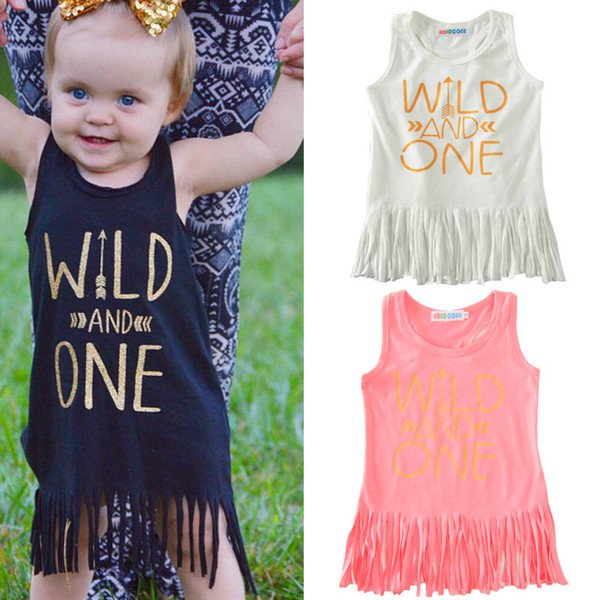 baby wild one tassel skirt baby WILD AND ONE Letter Printed Dress Girl letter Vest Skirt