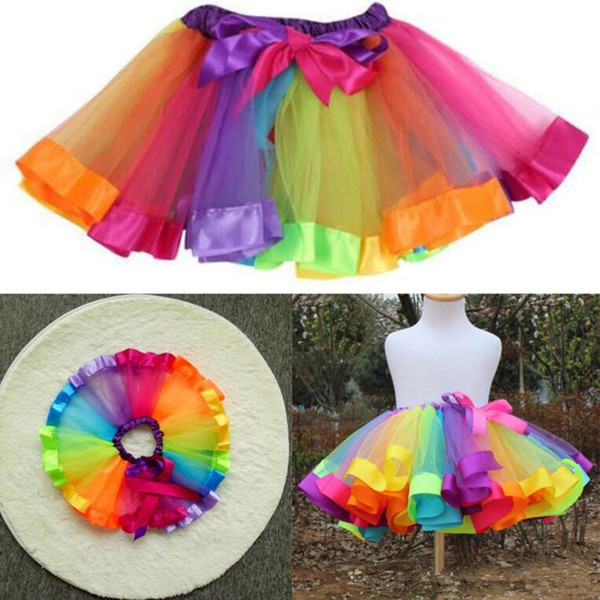 Colorful Tutu Skirt Kids Clothes Tutu Dance Wear Skirts Ballet Pettiskirts Dance Rainbow Skirt Dance Skirt Pettiskirt T0315