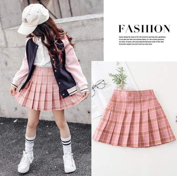 2019 spring new plaid skirt girls spring dress short skirt fashion skirt small girl college skirts Kids Clothing