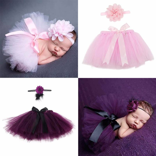 Cute Newborn Baby Girls Tutu Skirt and Headband Photo Photography Prop Costume Soft, Comfortable 2 colors