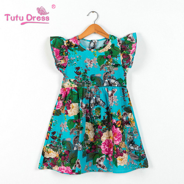 2019 New Girls Dress Girl Summer Dress Kids Sleeveless Printing Pattern Cotton Vestidos Children Clothes Drop shipping