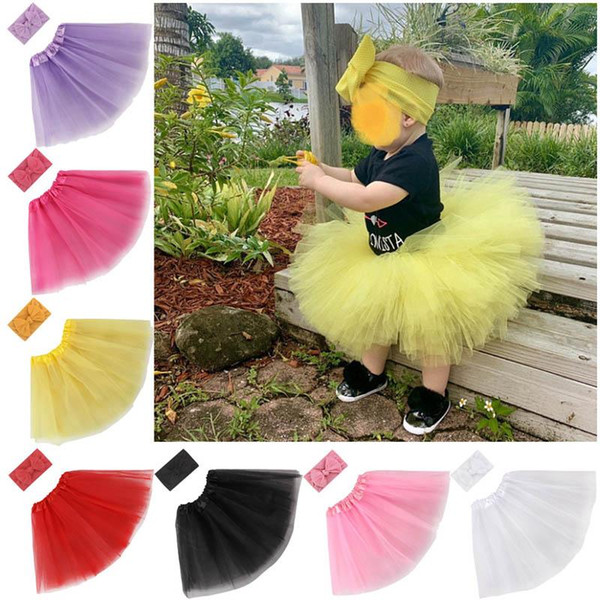 Photography baby suits bows baby headbands+Tutu skirts 2pcs/set baby girl clothes princess newborn tiered skirts designer headband