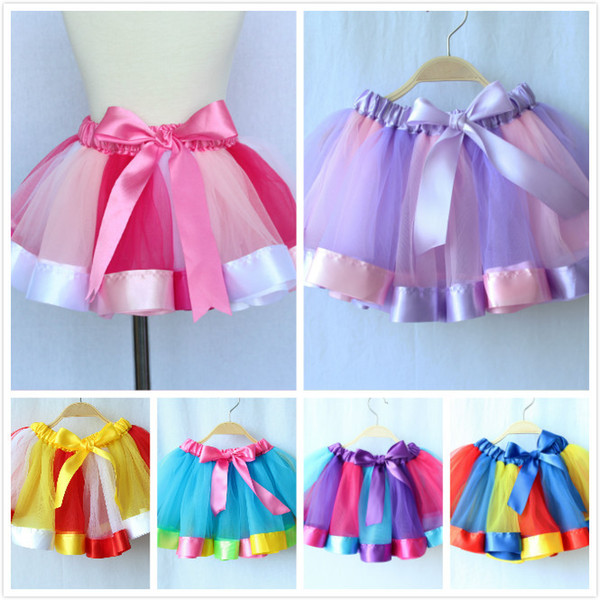 2017 new summer kids girls skirt Princess Dresses Rainbow Dress 6 color Princess Rainbow Dresses