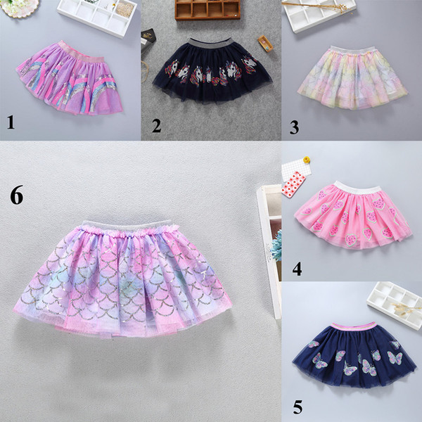 6 Colors Baby Girl Mermaid Skirt Sequins Unicorn Tutu Dress Ins Watermelon Butterfly Gauze Skirts New