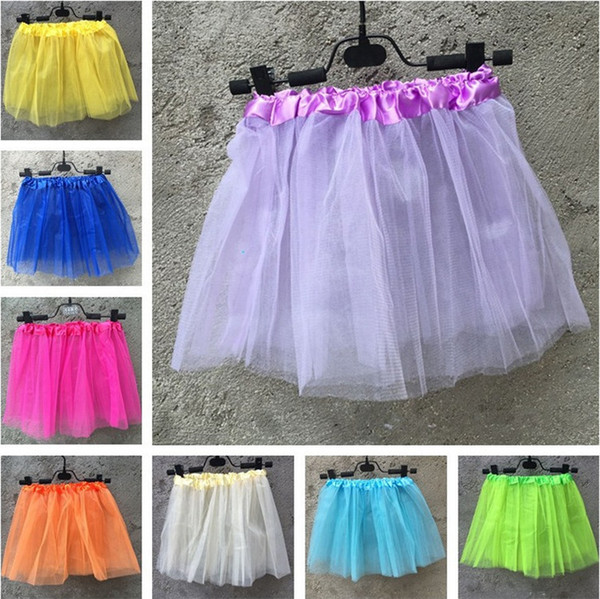 Hot sale pure color children bubble skirt girls lace princess skirt ballet perform dance skirt T3I0198