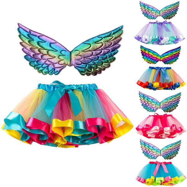 2019 Kids Girls Tutu Christmas Party Dance Ballet Toddler Costume Skirt+Wing Sets kids skirts for girls princess skirt vestidos