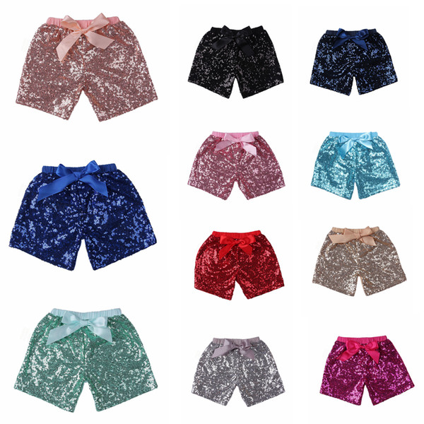 Baby Sequins Shorts Pants Casual Pants Fashion Infant Glitter Bling Dance hot pants Boutique Bow Princess Shorts Kids Clothes FFA3691