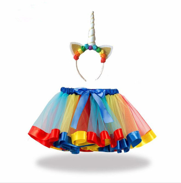 New Rainbow Headdress Kids Tutu Half-length Princess Skirt Screen Rainbow Peng Skirt Badress Short Ballet Skirt