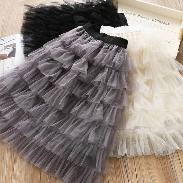 New 2020 Spring Summer Lace Girls Skirts Long Tutu Skirts Kids Tiered Skirts Fashion Sweet Ballet Tutu Skirt Kids Designer Clothes B206