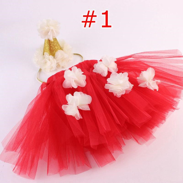 Infant girl tutu skirts Baby crown headbands + flower tulle skirt sets Newborn photography props pettiskirts 6colors