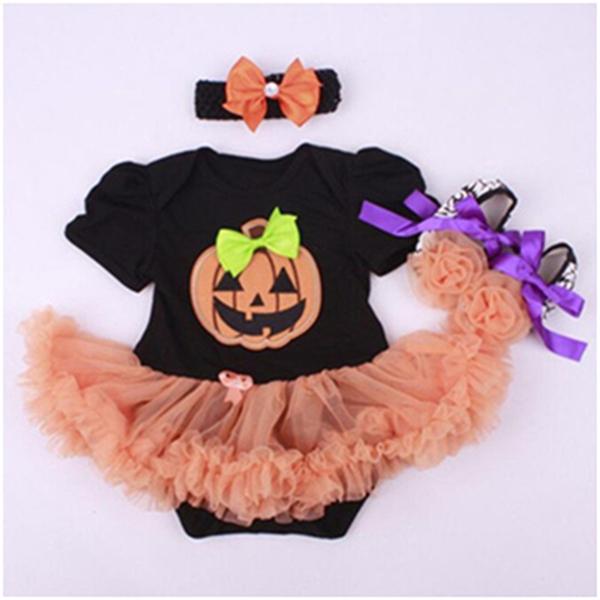 Halloween Newborn Tutu Dress ,Pumpkin Newborn Clothing Sets,Toddler Girls Decorate Festival Sets,Fashion Baby rompers headband shose set