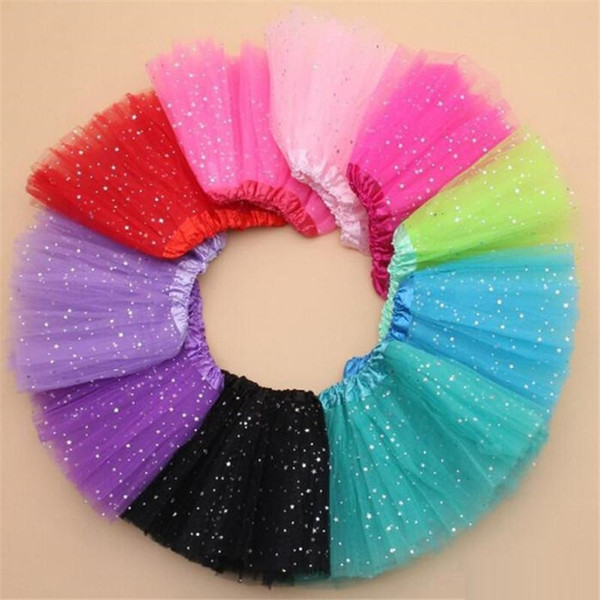 11 colors Kids Lace Skirt Newborn infant TUTU Skirts Net yarn Sequin stars baby Girls Princess skirt Halloween costume K615