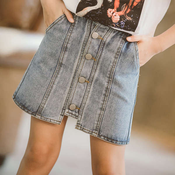 Children's denim skirt for girls 2020 summer new Chinese and big children's Han version A-line skirt short skirt denim skirt.