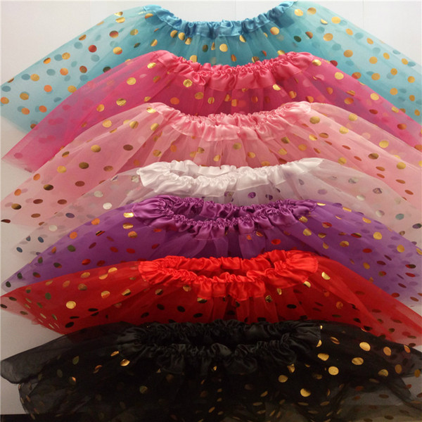 ins kids gold dot tutu dress skirt girls polka 3 layers tutus skirts infant pettiskirt newborn photography props 3-8 years K0333