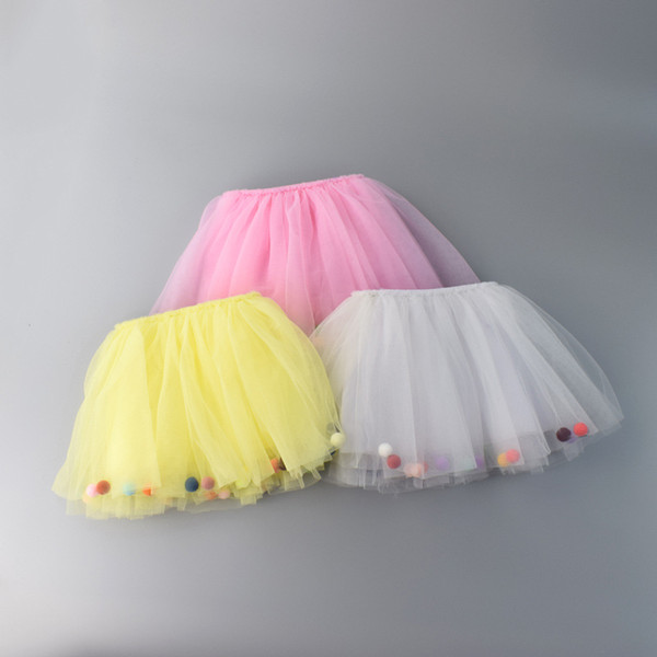 Girls Ballet Tutu Kids Birthday Princess Party Favor Dress Skirt Set Layered Dress-Up Tulle Tutu Skirt with pompom