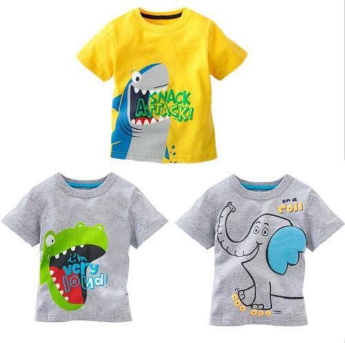 Free Shipping Baby Kids Boys Cartoon Tops T-shirt Age 1-6 Years