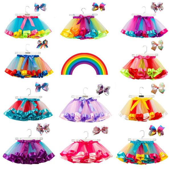 Kids Rainbow TUTU Skirt 11+ Ruffle Fluffy Pettiskirts Girls Mesh Skirts Baby Ballerina Casual Candy Color Skirts Kids Desinger Clothes 2-11T