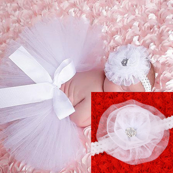 Hot Sale Newborns Baby bowknot Lace flower headband+tutu Dress 2pcs Set infants photo photography props costumes Skirts Suits