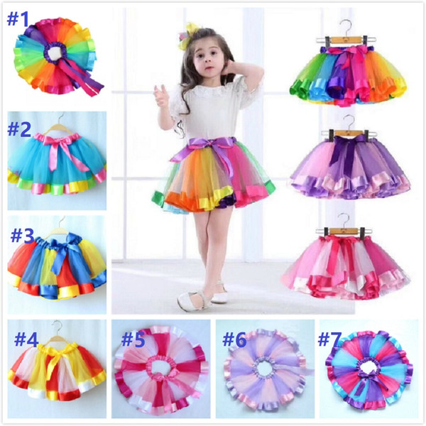 Children Rainbow color Tutu Dresses New Kids Newborn Lace Princess Skirt Pettiskirt Ruffle Ballet Dancewear Skirt Holloween by Hope12