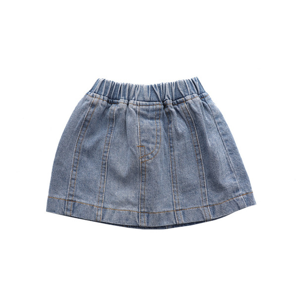 2019 Fashion Baby girl denim Skirt Boutique Korea Girls clothing Washed blue 100%cotton All-matched 1Y-5Y