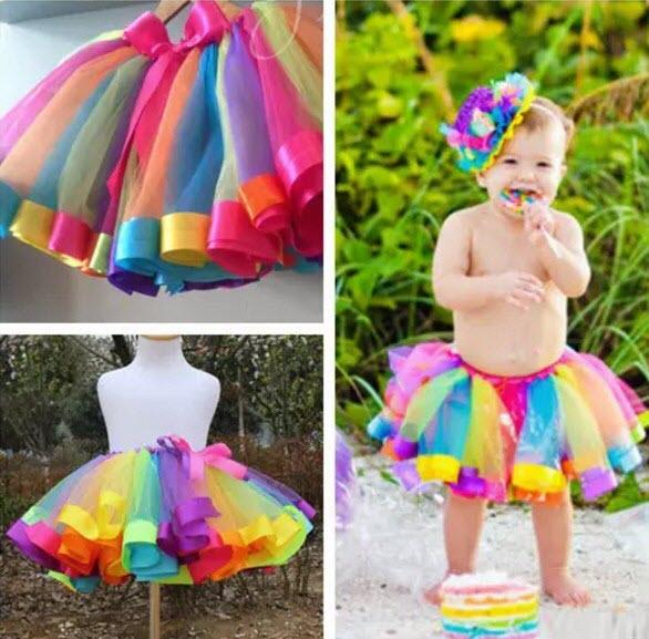 Children Rainbow Tutu Dresses New Kids Newborn Lace Princess Skirt Pettiskirt Ruffle Ballet Dancewear Skirt Holloween Clothing HH-S29