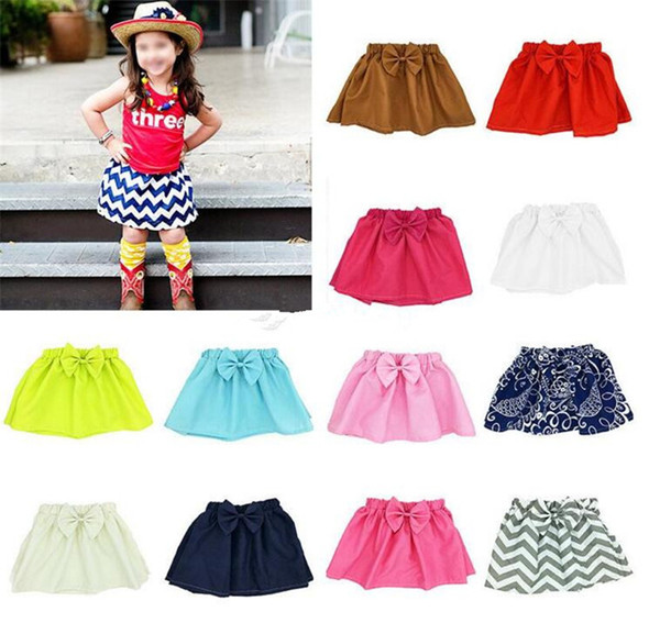 INS Baby girls Bow Pleated skirts Solid color Wave pattern infant Newborn skirt 2019 Summer fashion Boutique kids Clothing B11