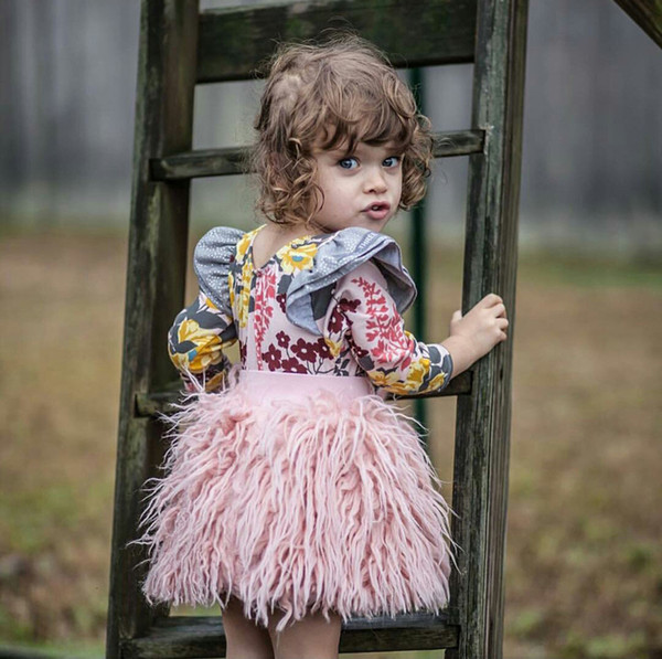 2018 New Autumn Winter Baby Girls Tutu Skirts INS Pink Faux Fur Skirt Kids Fashion Party Princess Skirt Clothing Children Clothes