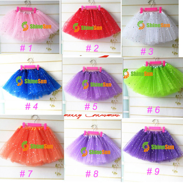 17 Color Baby Girls Fluffy Mini Skirt Girl's 3 Layers Sequin Ballet Skirt With Sparkling Stars Dress-up Tutu Kids Girls Tutus Pettiskirt