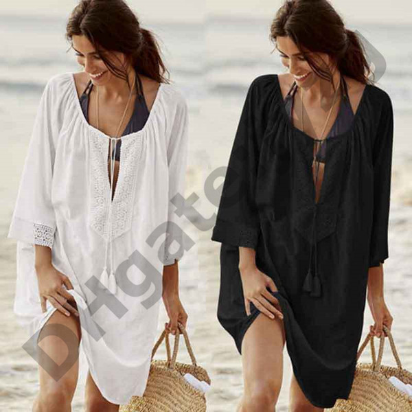 Cotton Tunics for Beach Women Swimsuit Cover up Woman Swimwear Beach Cover up Beachwear Pareo Beach Dress Saida de Praia