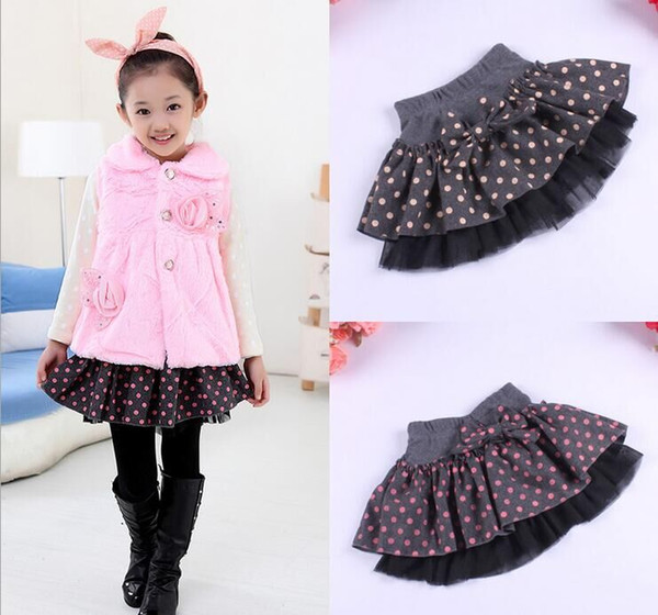 (4 piece/lot) Big dot New Beautiful Cute baby Girl bow A-Line woolen Skirt baby tutu cake skirt Free Shipping