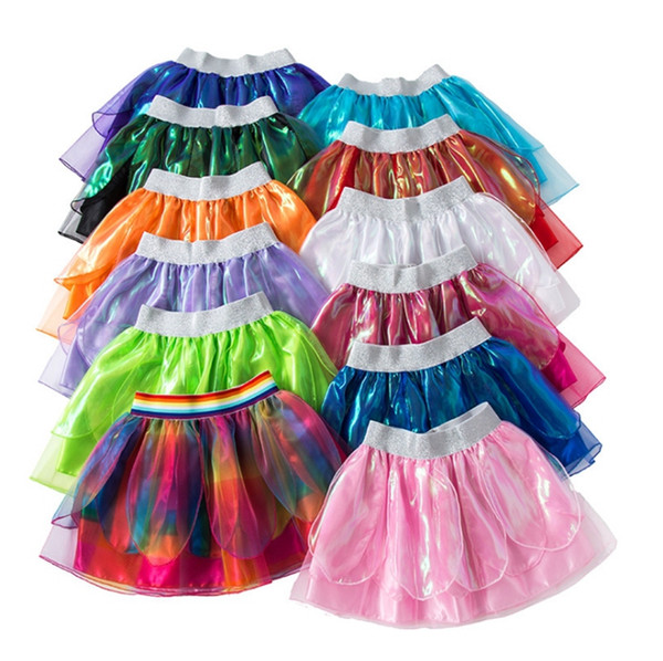 TUTU Skirts Rainbow Lotus Leaf Kids Skirt Designer Girls Dance Dresses Summer Kids Clothing 11 Colors Wholesale YW3225