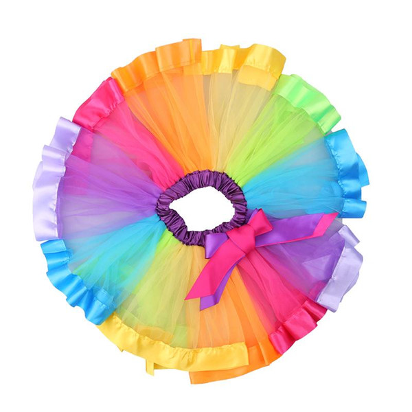 Baby Girls Colorful Casual Tutu Skirt Children Clothes Girls Rainbow Ballet Dancing Ruffle Skirt Kids Princess Pettiskirt