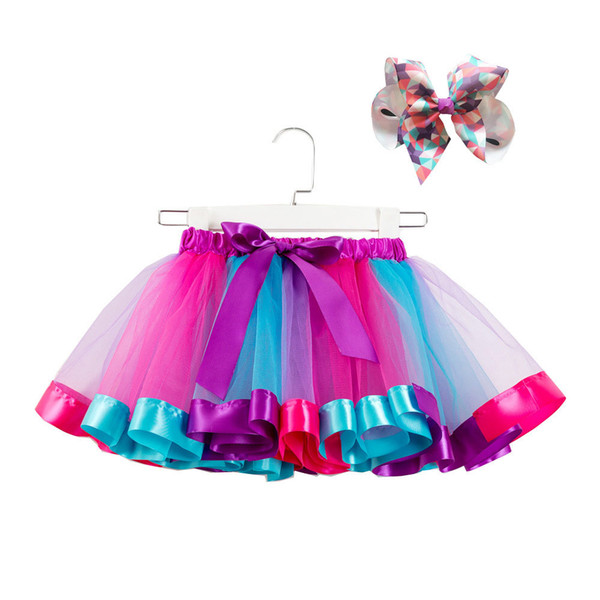 Children Rainbow Tutu Dresses Kids Newborn Lace Princess Skirts Pettiskirt Ballet Dancewear Skirt Party Clothing Free Hair Accessories