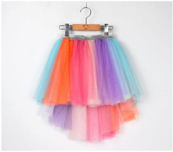 Girls Princess Mermaid Tutu Skirt Baby kids Asymmetrical Lace Tulle mini Skirts Ruffles Rainbow children Unicorn Holiday Party Clothes C5086