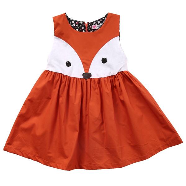 1-5Y Casual Baby Girls Toddler Kids Fox Dress Sleeveless Formal Party Wedding Tutu Dresses