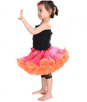 Baby Chiffon Fluffy Pettiskirts TuTu Princess Skirts Ballet Dance Wear Party Costume Baby Girl Clothe Raspberry Orange Pettiskirt M003