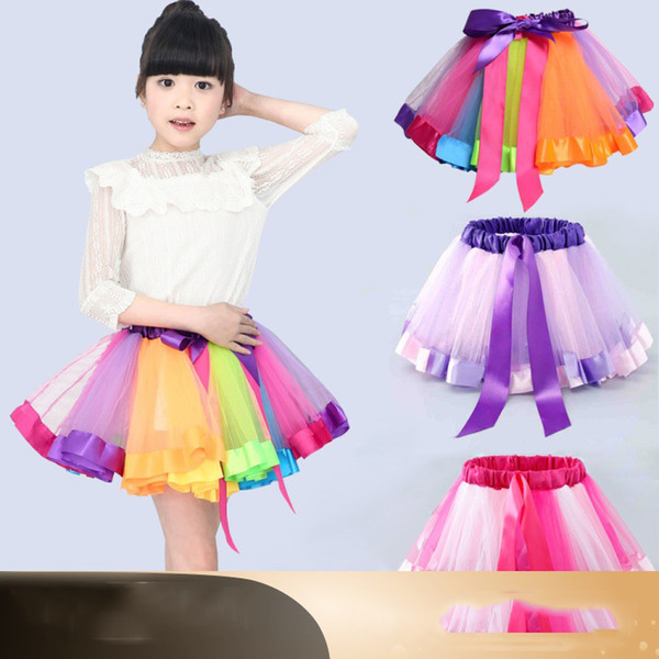 Girls Kids Rainbow Party Ballet Dance Tutu Skirt Tulle Dress Pettiskirt Tutu Dance Wear Skirts Ballet Pettiskirts Dance Skirt