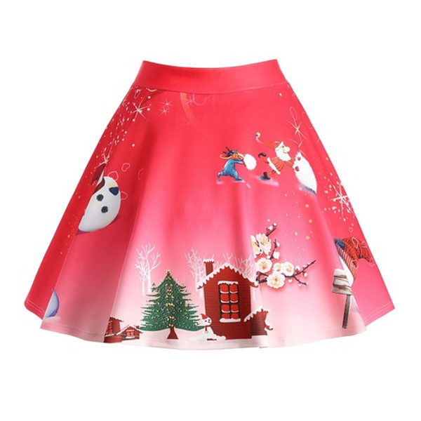 2018 Jumper Skirt Large Christmas Print Enlargement Skirt Christmas Party Women's New Cool Fresh Style Short Summer Women's Skirt